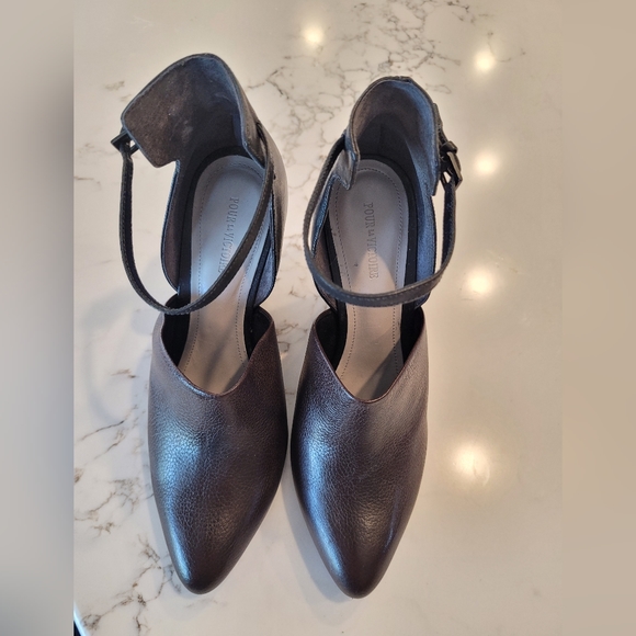 Pour La Victoire Brown Leather Wedge Heels Size 8.5 - Picture 4 of 8